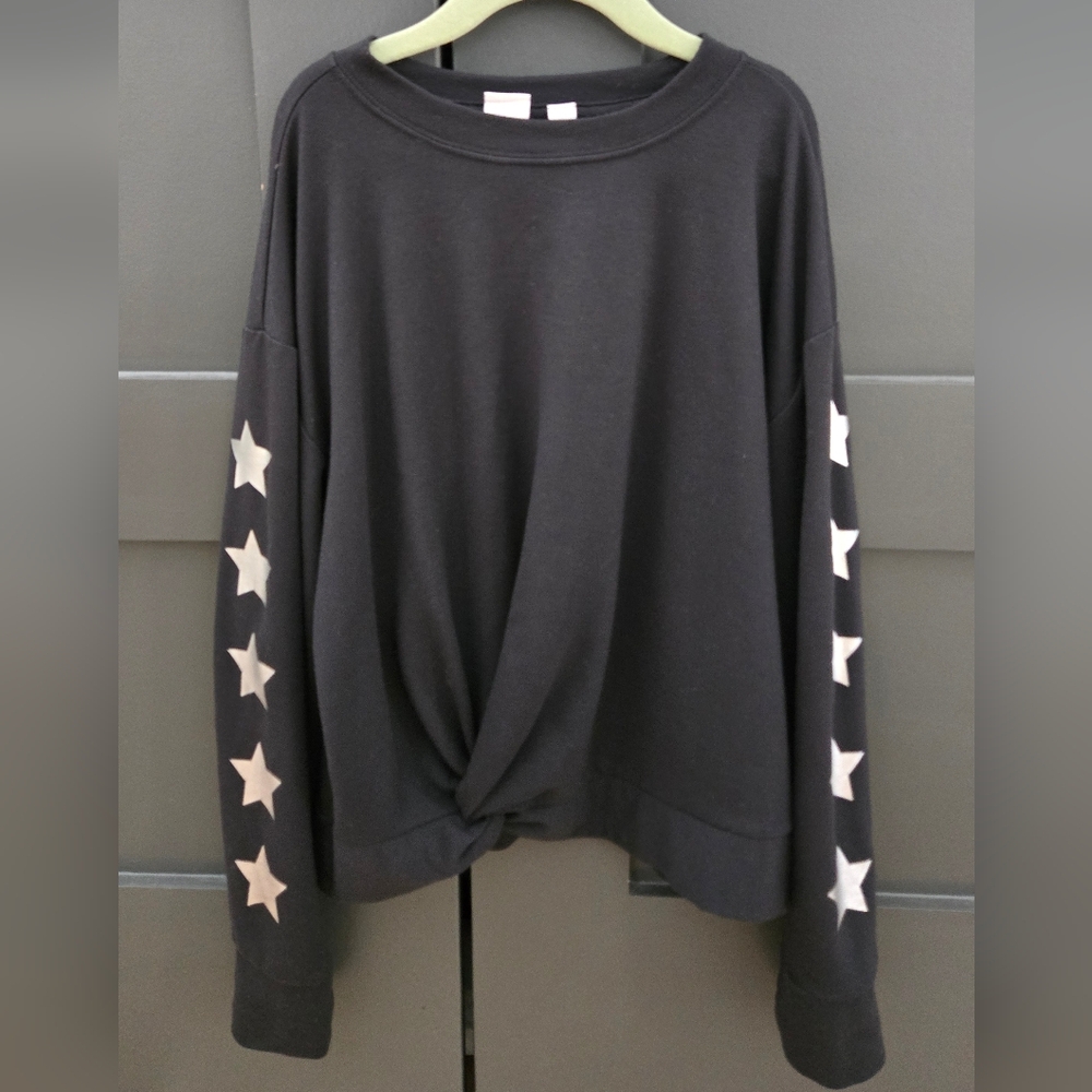 GAP Kids' Black Long Sleeve Tee W/Silver Metallic Stars